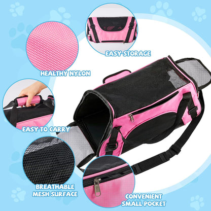4 Pcs Cat Carrier Soft-Sided Pet Carrying Bag for Cat Under 13 Lbs, 16.9 x 11x 7.5 Inch, Portable Foldable Comfortable Bag for Small Pet Travel(Black, Gray, Pink, Blue)