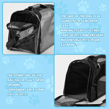 4 Pcs Cat Carrier Soft-Sided Pet Carrying Bag for Cat Under 13 Lbs, 16.9 x 11x 7.5 Inch, Portable Foldable Comfortable Bag for Small Pet Travel(Black, Gray, Pink, Blue)