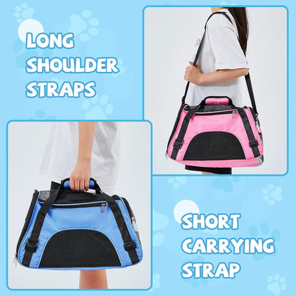 4 Pcs Cat Carrier Soft-Sided Pet Carrying Bag for Cat Under 13 Lbs, 16.9 x 11x 7.5 Inch, Portable Foldable Comfortable Bag for Small Pet Travel(Black, Gray, Pink, Blue)