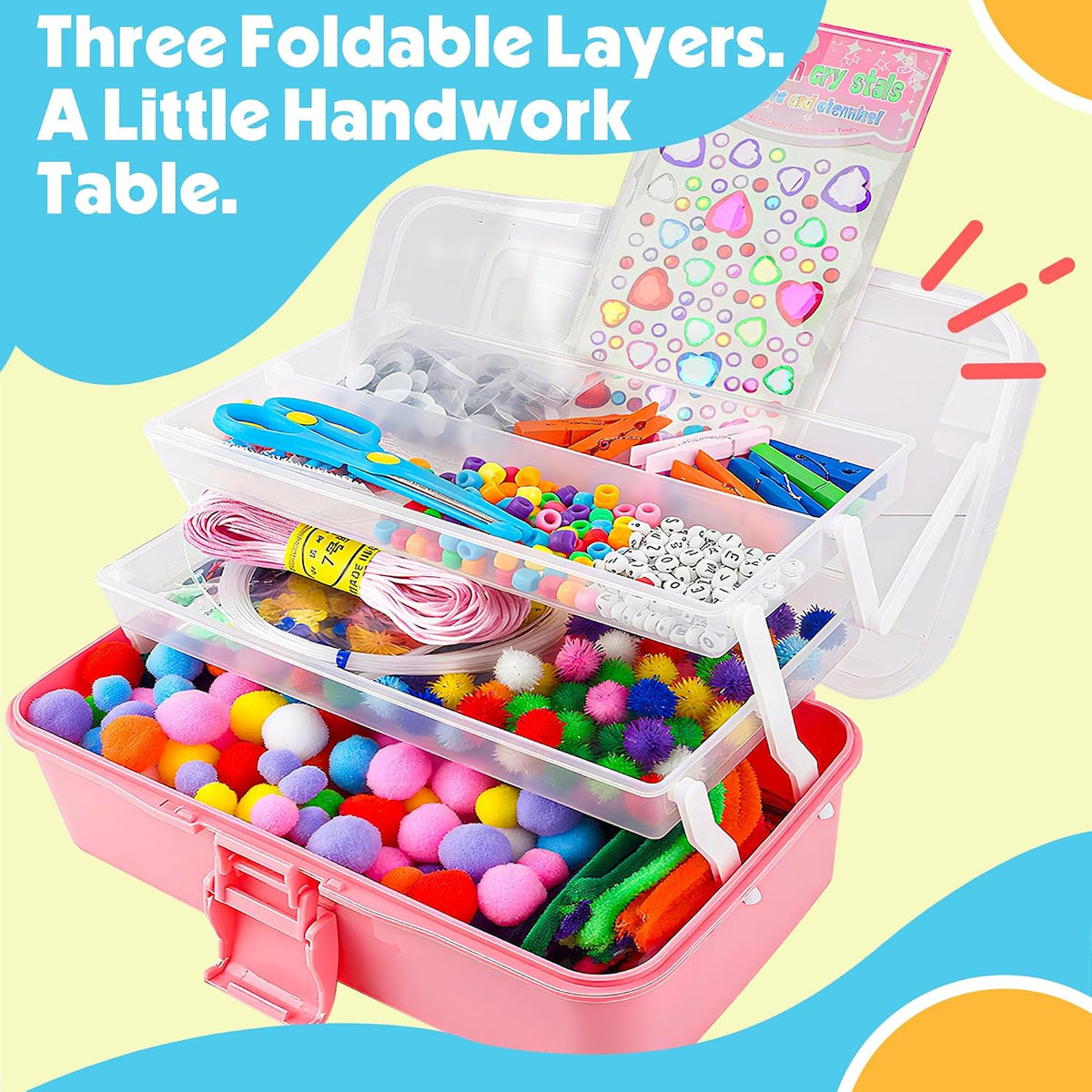 Craft Supplies for Kids, 1400+ PCS Crafts with Storage Box