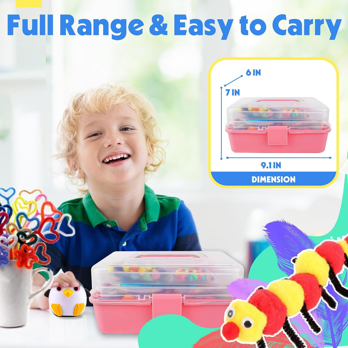 Craft Supplies for Kids, 1400+ PCS Crafts with Storage Box