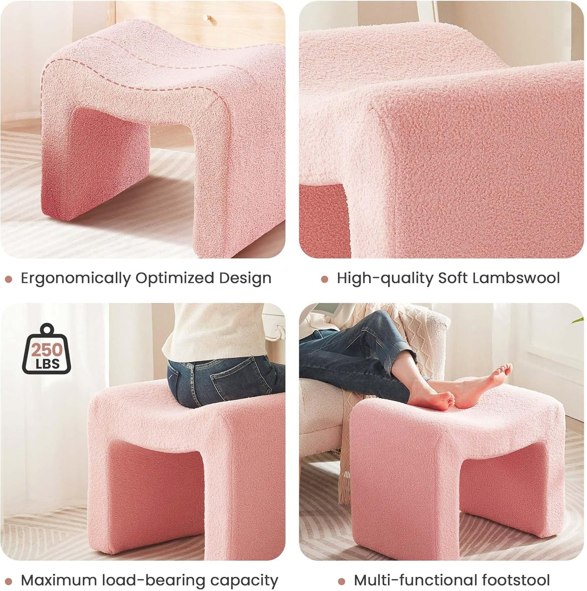Vanity Stool Foot Rest Small Footstool Ottoman Chair Seating Backless