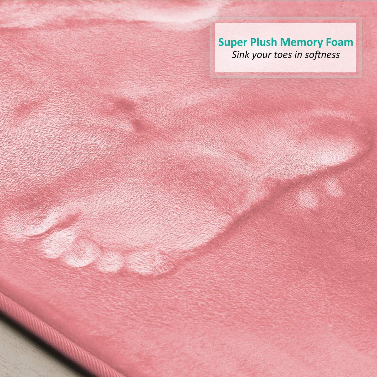 3 Piece Bathroom Rugs Bath Mat Set, Velvet Memory Foam Bath Mats for Bathroom - Non-Slip, PVC Backing Bath Rugs, Washable - Dries Quickly, Pink