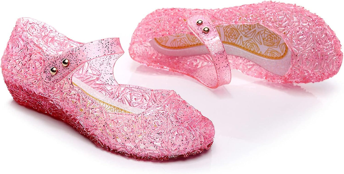 Jelly Shoes for Girls, Snow Queen Princess Birthday Sandals for Little Girls, Blue Toddler Glitter Sandals Size 9, Frozen Inspired Party Cosplay Costumes Dress Flats