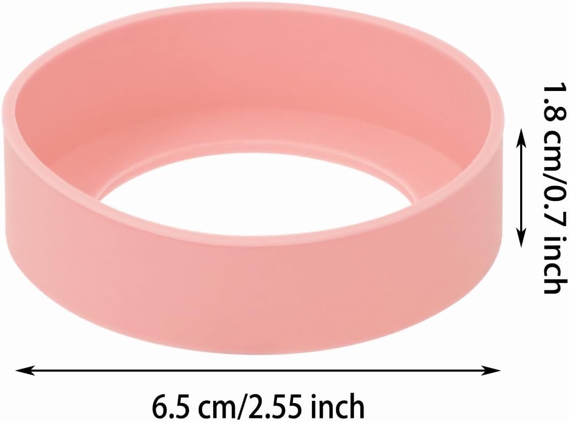 3pcs 6.5cm Silicon Protective Cup Mat Sleeve Heat-Resistant Bottle Holder Rubber Coaster Tumblers Protector Base Pad Non-Slip Bottom Cover Ring Accessories for Thermos (Light Pink)