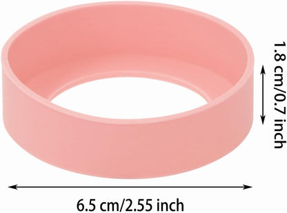 3pcs 6.5cm Silicon Protective Cup Mat Sleeve Heat-Resistant Bottle Holder Rubber Coaster Tumblers Protector Base Pad Non-Slip Bottom Cover Ring Accessories for Thermos (Light Pink)