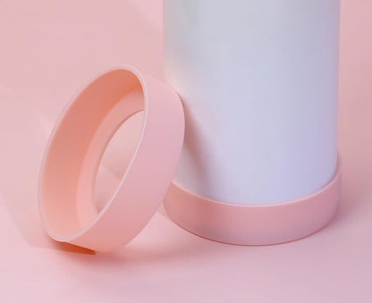 3pcs 6.5cm Silicon Protective Cup Mat Sleeve Heat-Resistant Bottle Holder Rubber Coaster Tumblers Protector Base Pad Non-Slip Bottom Cover Ring Accessories for Thermos (Light Pink)
