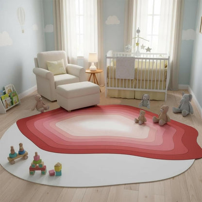 Modern Abstract Area Rug for Living Room Bedroom Irregular Shaped Rugs 2x3 Under Dining Room Table Neutral Blush Pink Gradient Layered Art Deco Carpet Soft Washable Anti Slip Mats Farmhouse Rugs