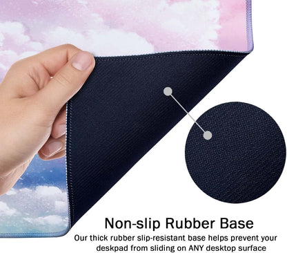 Watercolor Pastel Sky Desk Mat, Cloud and Pink Sky Extended Mouse Pad, XXL Gaming Mouse Pad, 35.5x15.7inch