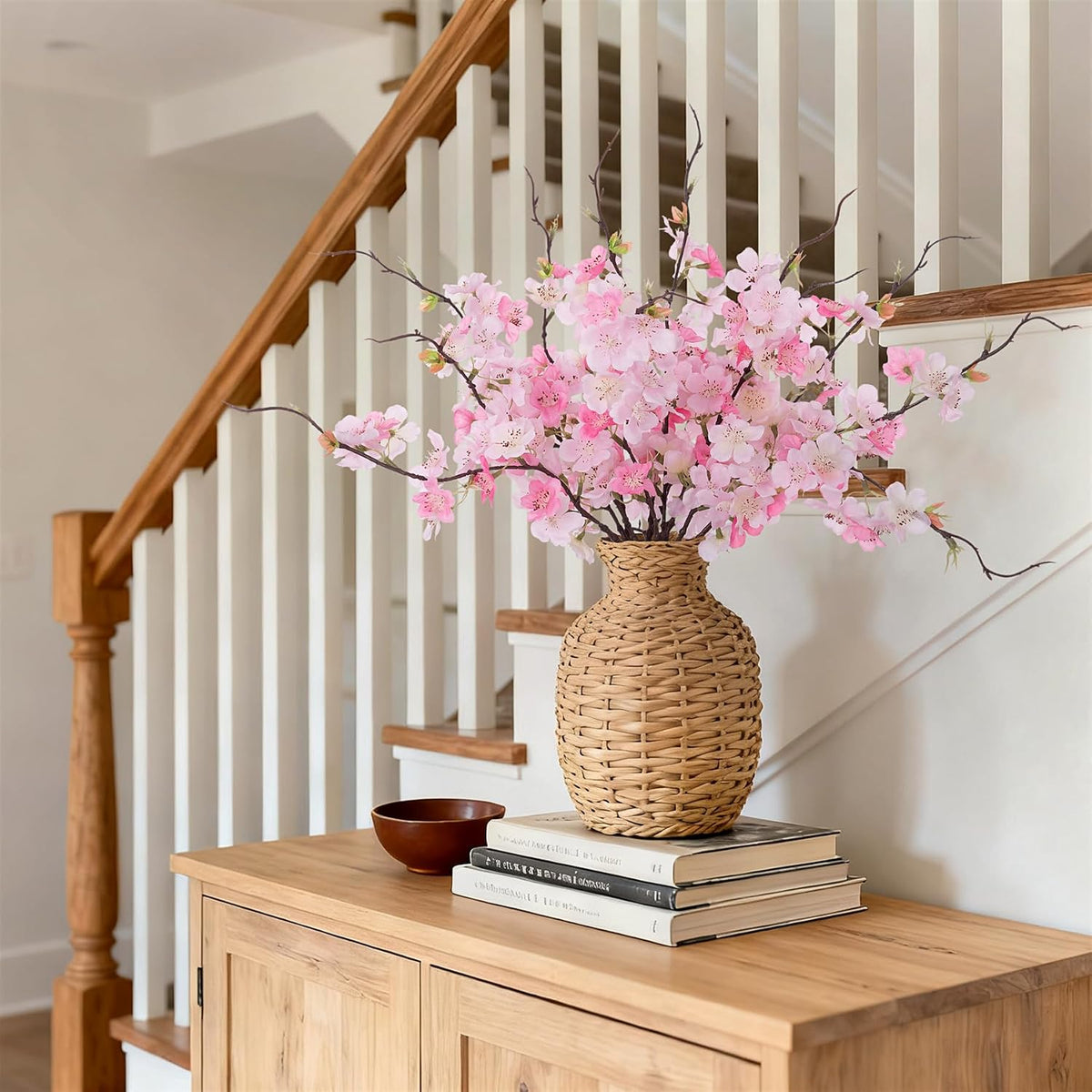 INXUGAO Artificial Cherry Blossom Branches Decor 12 PCS Fake Flowers Indoor