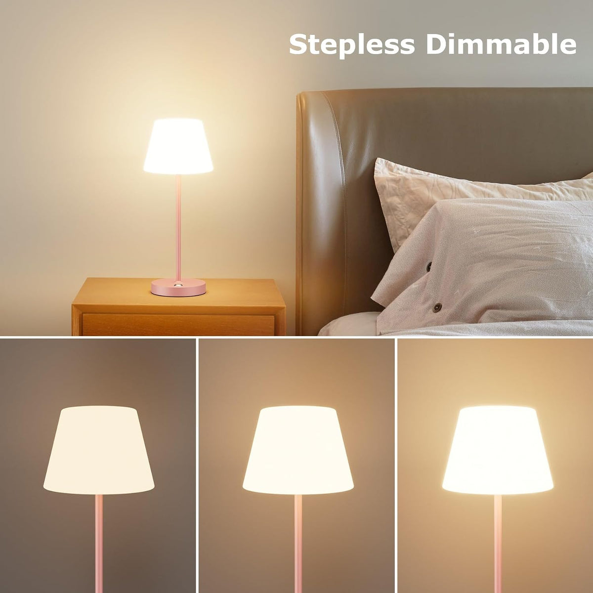 2 Pack Battery Operated Table Lamps, 6000mAh Cordless Battery Powered Desk Lamp, Modern LED Outdoor Waterproof Acrylic Table Lamps (Pink)