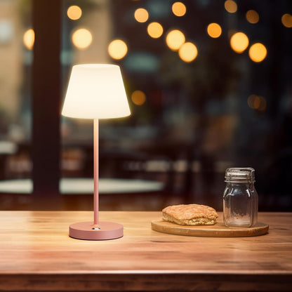 2 Pack Battery Operated Table Lamps, 6000mAh Cordless Battery Powered Desk Lamp, Modern LED Outdoor Waterproof Acrylic Table Lamps (Pink)