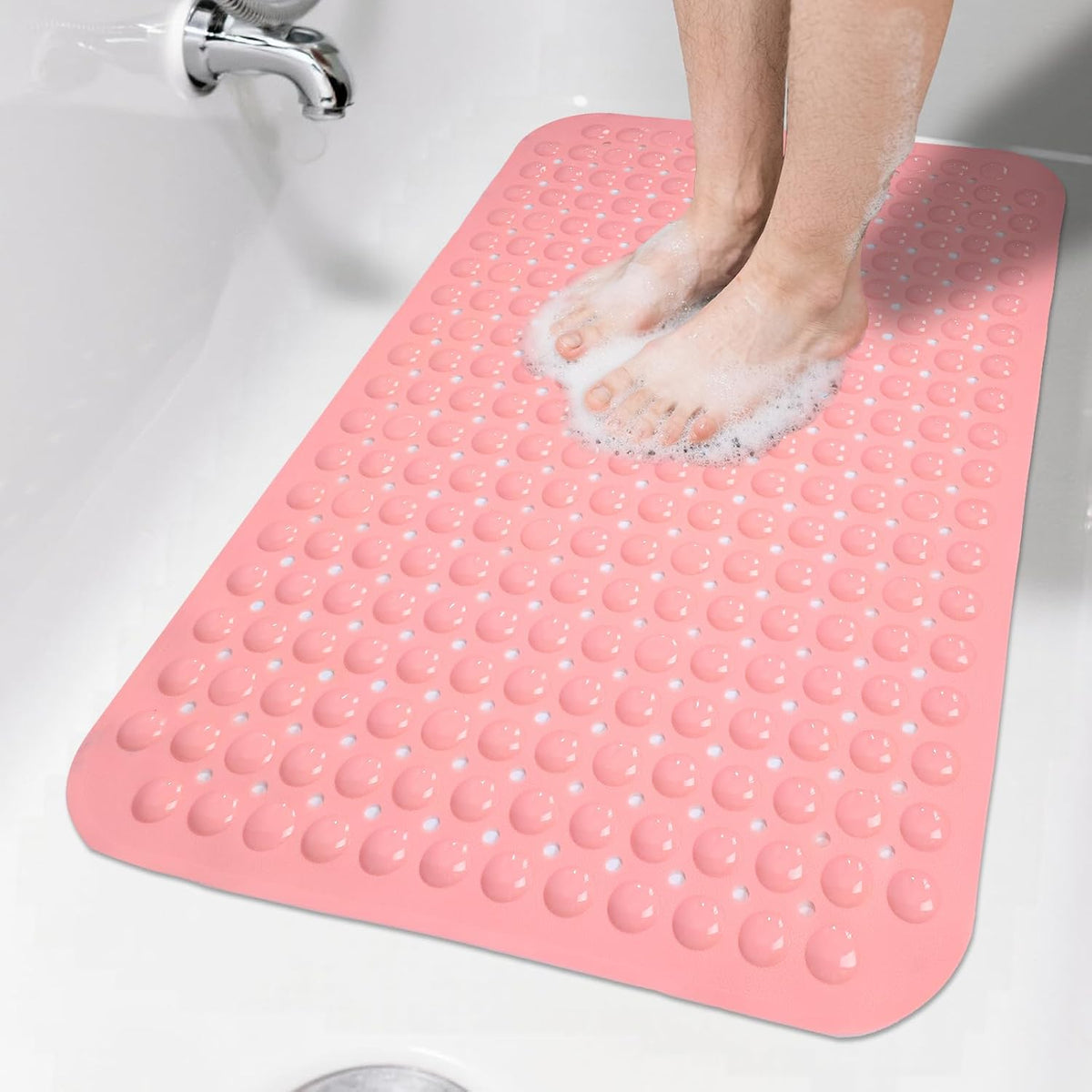 Non Slip Bathtub Mat Bath Shower Mat Pink 17"x30" Standard Size