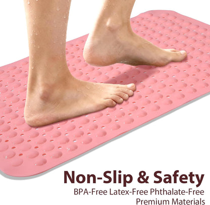 Non Slip Bathtub Mat Bath Shower Mat Pink 17"x30" Standard Size