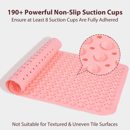 Non Slip Bathtub Mat Bath Shower Mat Pink 17"x30" Standard Size