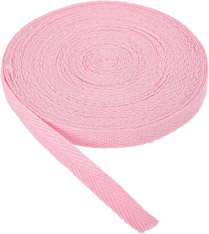 Cotton Twill Tape 3/8 Inch 10 Yards Cotton Ribbon Bias Binding Tapes Herringbone Webbing Trim for Sewing Gift Wrapping Craft DIY Light Pastel Pink