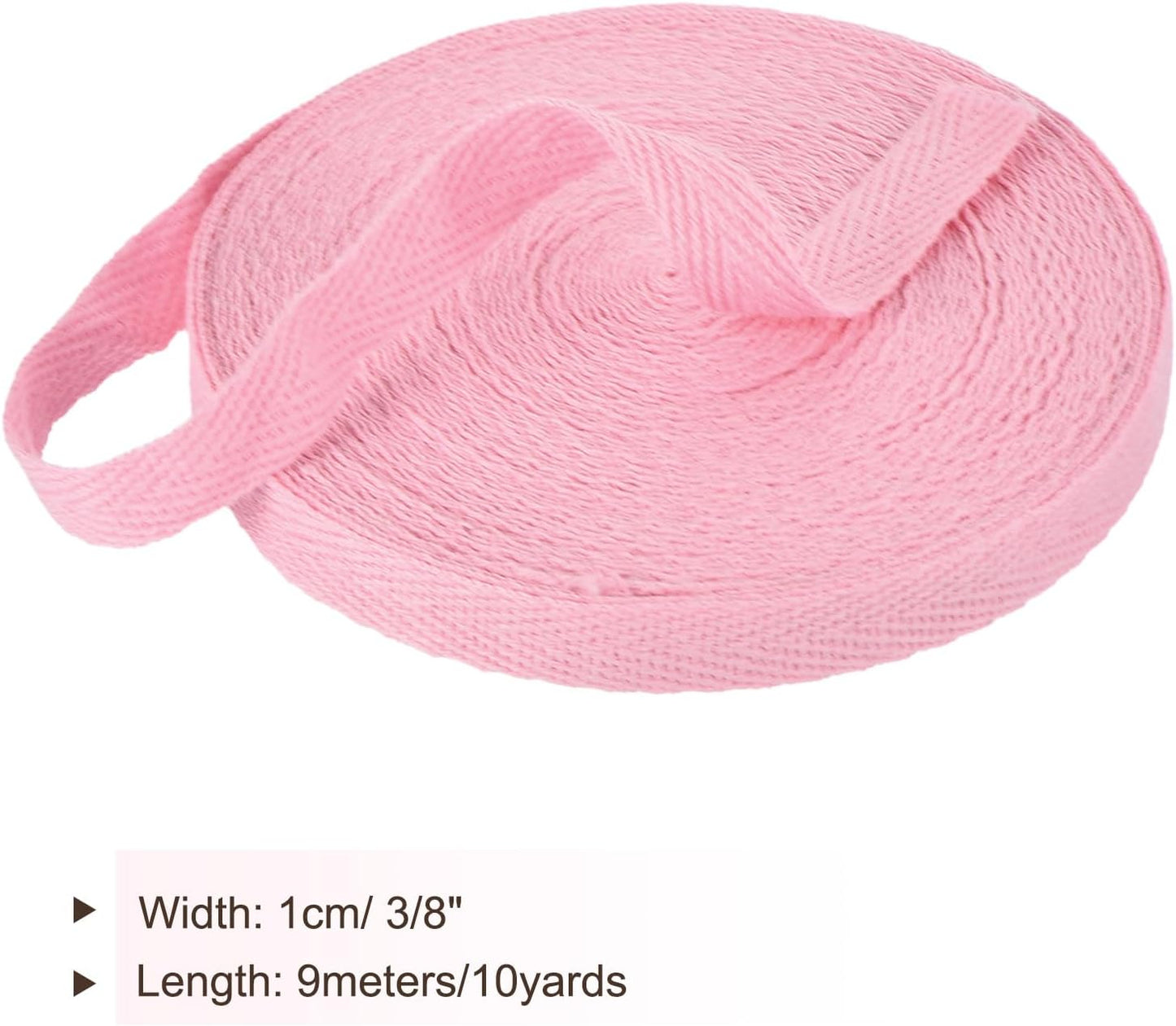 Cotton Twill Tape 3/8 Inch 10 Yards Cotton Ribbon Bias Binding Tapes Herringbone Webbing Trim for Sewing Gift Wrapping Craft DIY Light Pastel Pink