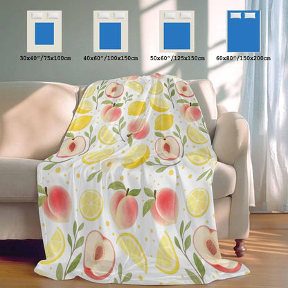 Cooling Throw Blanket 50"x60" for Couch, Summer Fruit Lightweight Breathable Bed Blanket for Hot Sleepers, Spring Botanical Lemon Peach Soft Summer Cool Blankets for Travel, Sofa, Couch