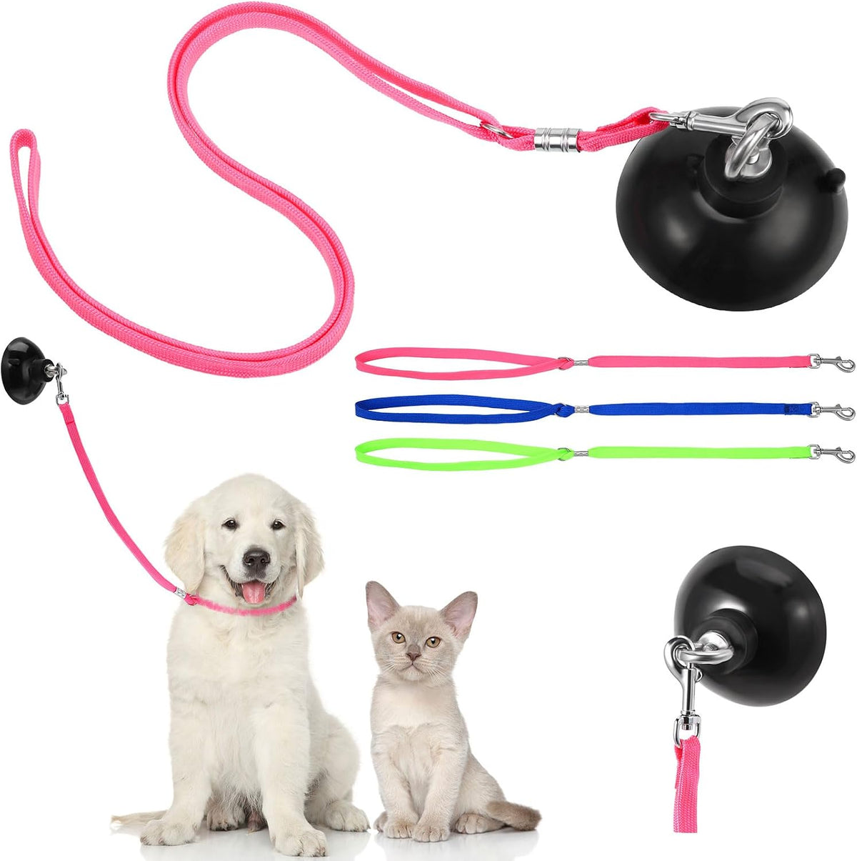 4 Pcs Dog Bathing Tether Grooming Leash,Blue Pink Bright Green