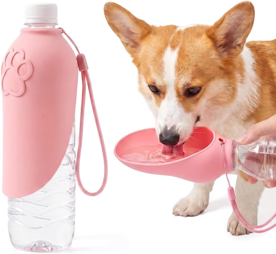Portable Dog Water Bottle Foldable Dog Travel Water Bottle (Pink, 1 PCS)