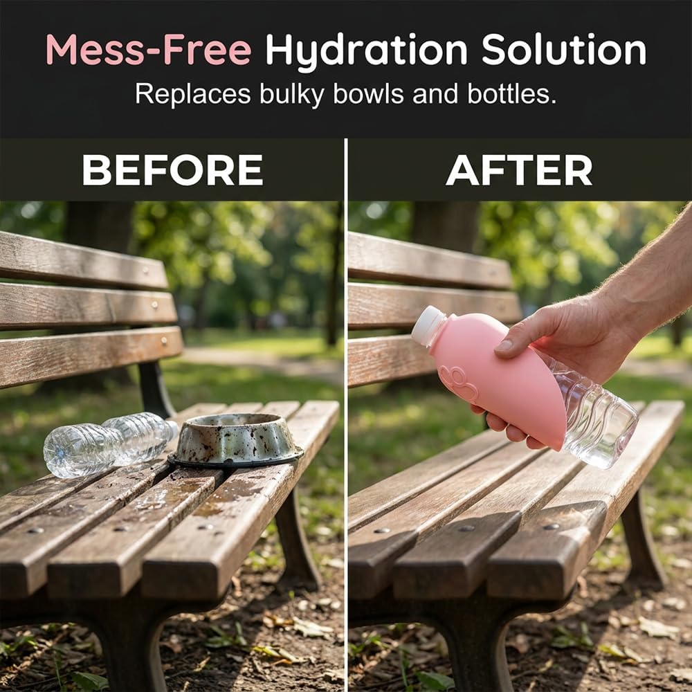 Portable Dog Water Bottle Foldable Dog Travel Water Bottle (Pink, 1 PCS)