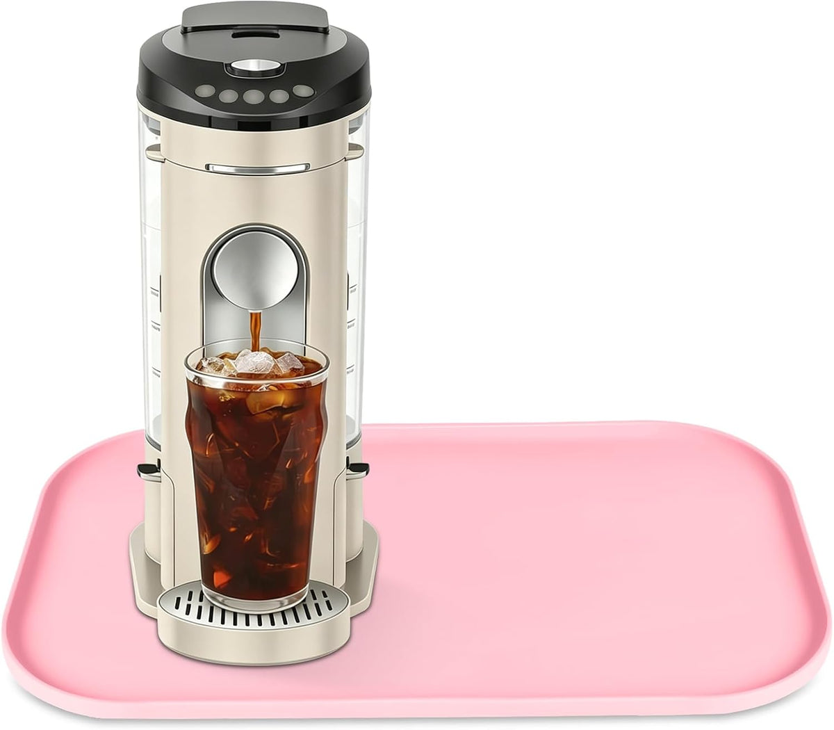 Silicone Coffee Maker Mat with Lip for Countertops 17.4'' x 10.6'' Pink