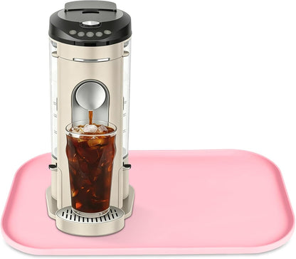 Silicone Coffee Maker Mat with Lip for Countertops 17.4'' x 10.6'' Pink