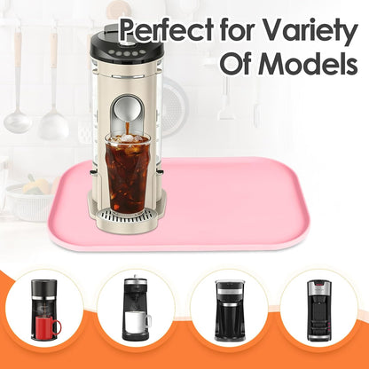 Silicone Coffee Maker Mat with Lip for Countertops 17.4'' x 10.6'' Pink