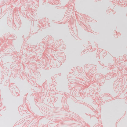 White Pink 17x17 in Floral French Toile Polyester Table Napkins, 5 Pieces for Wedding Party Reception Events Decorations Supplies