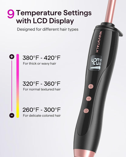 Wavytalk 3/8 Inch Small Curling Iron for Short & Long Hair, Ceramic Barrel