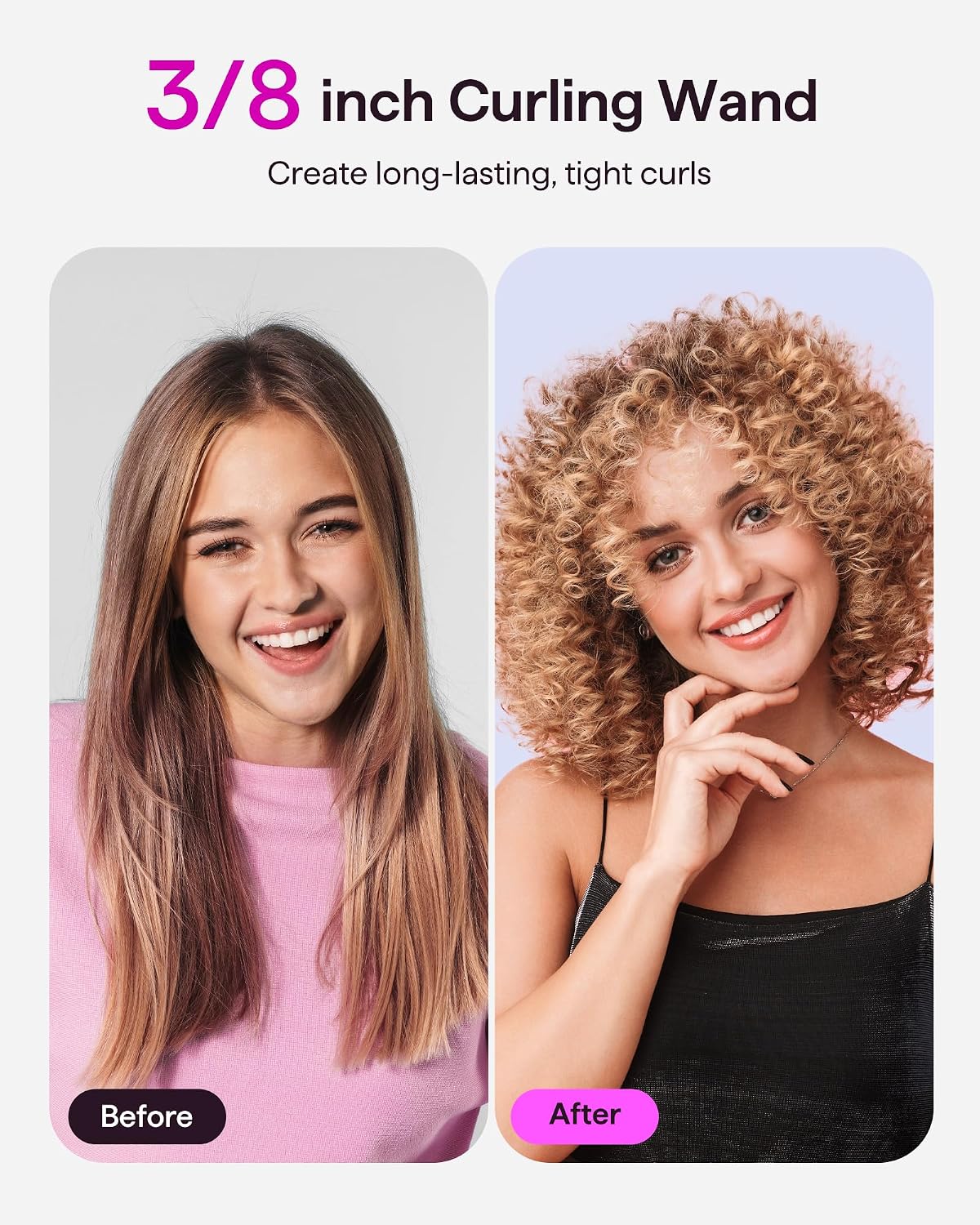 Wavytalk 3/8 Inch Small Curling Iron for Short & Long Hair, Ceramic Barrel