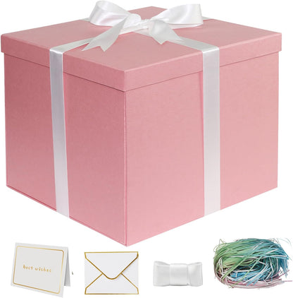 Large Pink Gift Box with Lid 12x12x10 Inches