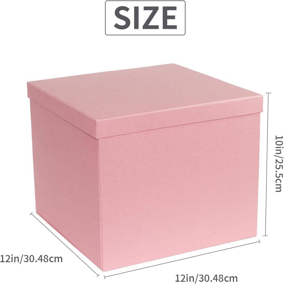 Large Pink Gift Box with Lid 12x12x10 Inches