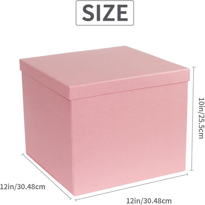 Large Pink Gift Box with Lid 12x12x10 Inches