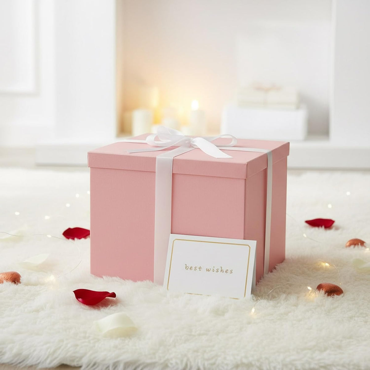 Large Pink Gift Box with Lid 12x12x10 Inches