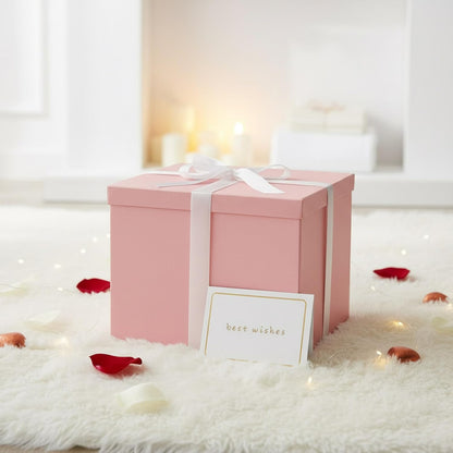 Large Pink Gift Box with Lid 12x12x10 Inches