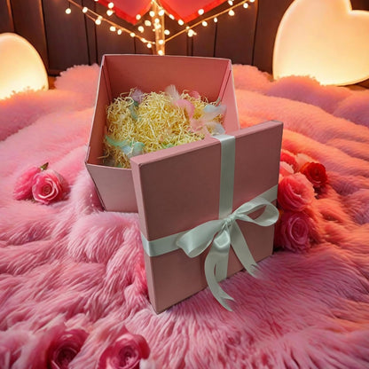 Large Pink Gift Box with Lid 12x12x10 Inches