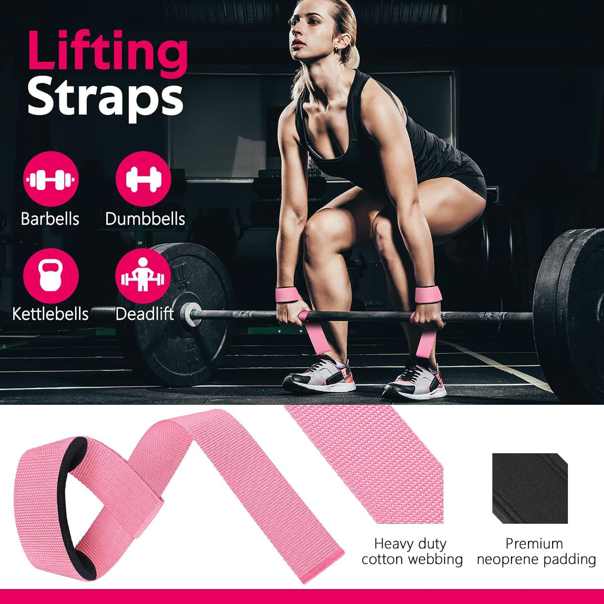 8Pcs Barbell Pad Set for Hip Thrust - Squat Pad,Gym Accessories for Women with Bar Bad,Bench Press, with Gym Ankle Straps,Resistance Bands for Working Out,Lifting Strap,Carry Bag