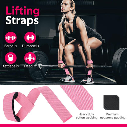 8Pcs Barbell Pad Set for Hip Thrust - Squat Pad,Gym Accessories for Women with Bar Bad,Bench Press, with Gym Ankle Straps,Resistance Bands for Working Out,Lifting Strap,Carry Bag