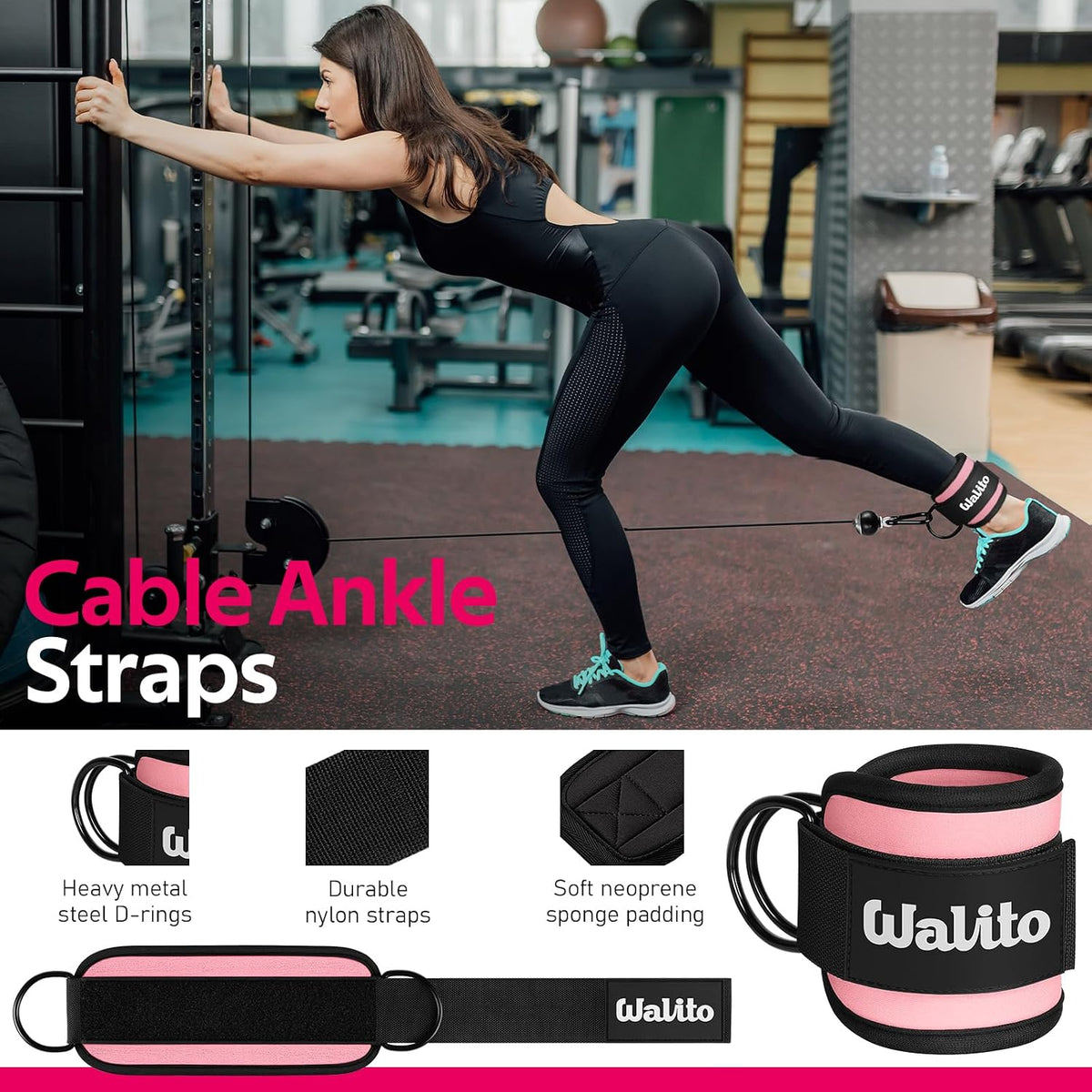 8Pcs Barbell Pad Set for Hip Thrust - Squat Pad,Gym Accessories for Women with Bar Bad,Bench Press, with Gym Ankle Straps,Resistance Bands for Working Out,Lifting Strap,Carry Bag