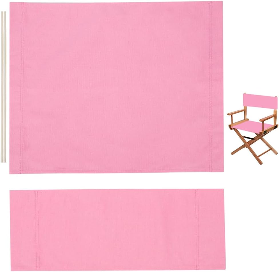 21x8-16 Inch Director Chair Canvas Replacement Seat Back Cloth Covers Pearl Pink Directors Chairs Cloth Kit with Wood Stick for Home Indoor Outdoor Patio Garden