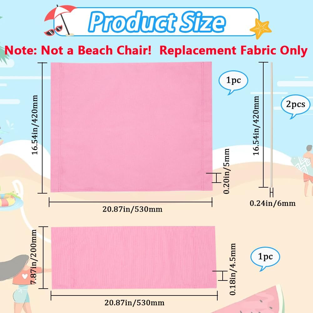 21x8-16 Inch Director Chair Canvas Replacement Seat Back Cloth Covers Pearl Pink Directors Chairs Cloth Kit with Wood Stick for Home Indoor Outdoor Patio Garden