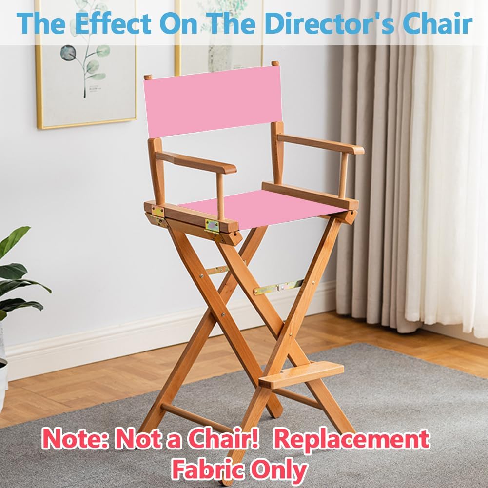 21x8-16 Inch Director Chair Canvas Replacement Seat Back Cloth Covers Pearl Pink Directors Chairs Cloth Kit with Wood Stick for Home Indoor Outdoor Patio Garden