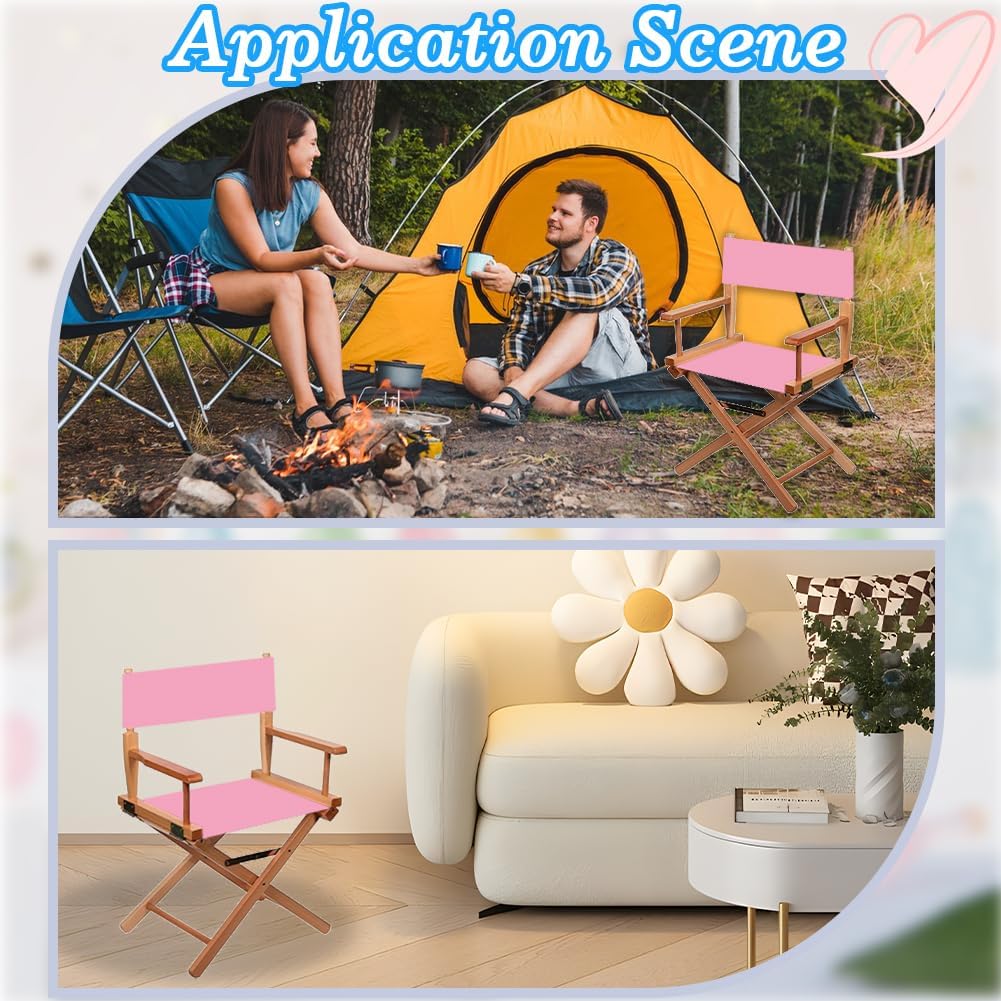 21x8-16 Inch Director Chair Canvas Replacement Seat Back Cloth Covers Pearl Pink Directors Chairs Cloth Kit with Wood Stick for Home Indoor Outdoor Patio Garden