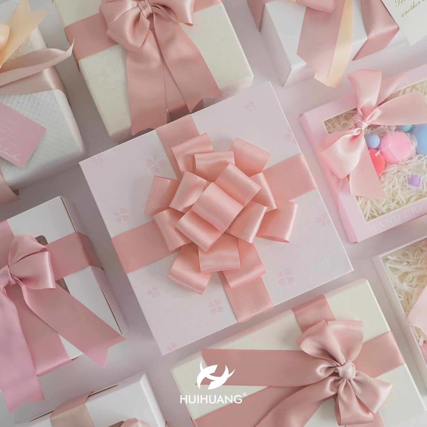 Rose Pink Ribbon 1-1/2" Dusty Rose/Rose Gold/Rose Pink/Rosy Mauve/Vanilla/Peach Satin Ribbons for Wedding Flower Bouquet Bows Bridal Gift Wrap and Crafts- 6 Rolls, Total 30 Yards