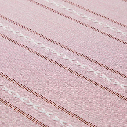 ZeeMart Hemstitched Striped Boho Table Cloth, 60x84 Inch Pink