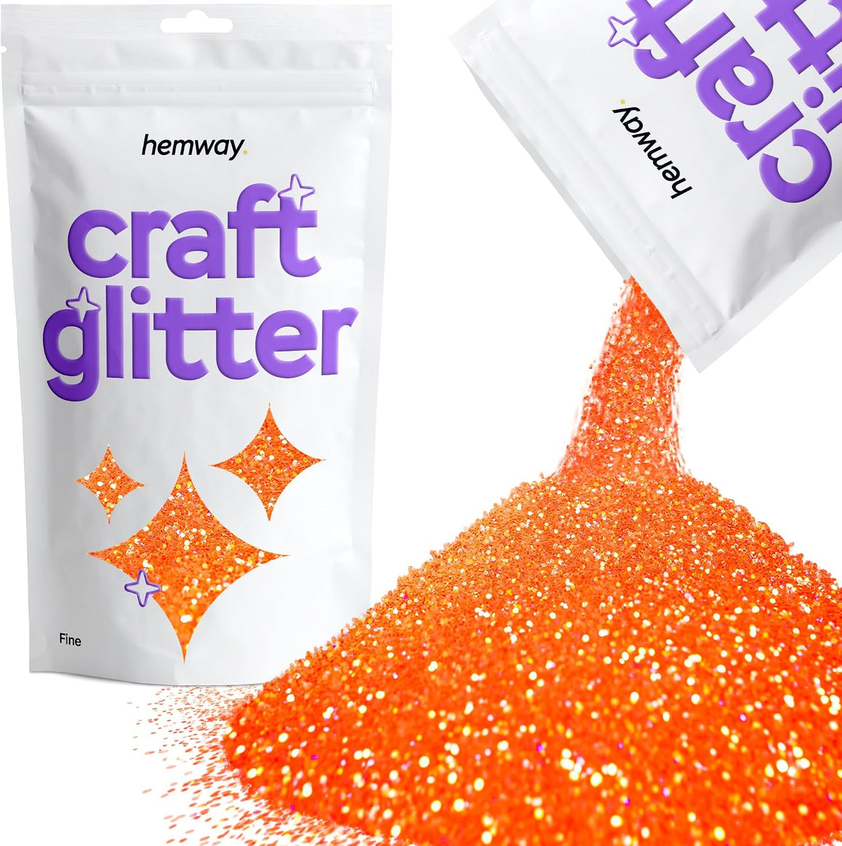 Craft Glitter Fluorescent Peach 100g Fine Glitter