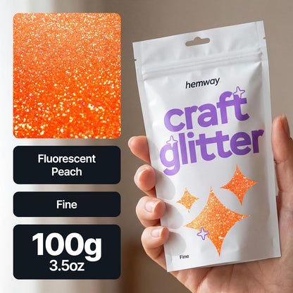 Craft Glitter Fluorescent Peach 100g Fine Glitter