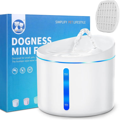 DOGNESS Pet Water Fountain for Cat & Small Dog 34oz/1L (D03-White) | 13° Inclined Triple Filtration whisper-quiet,Automatic Water Fountains for cats indoor,Melamine materials
