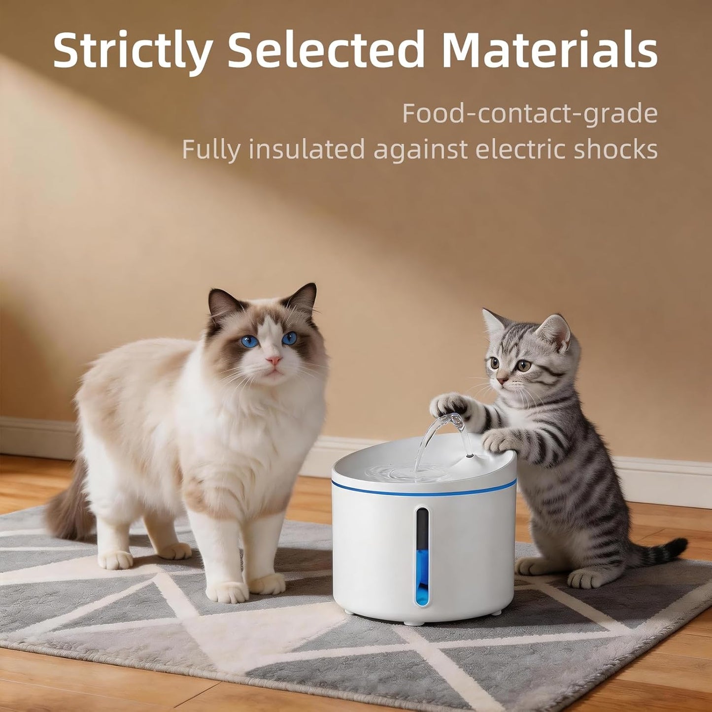 DOGNESS Pet Water Fountain for Cat & Small Dog 34oz/1L (D03-White) | 13° Inclined Triple Filtration whisper-quiet,Automatic Water Fountains for cats indoor,Melamine materials